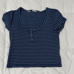 Blue and white striped top